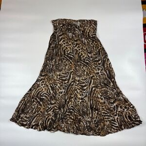 Chico's Maxi Skirt Womens 1 Multi Floral Pleated Summer High Waisted Pull On